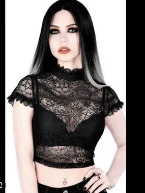 Killstar Ava Lace Crop Top in Black